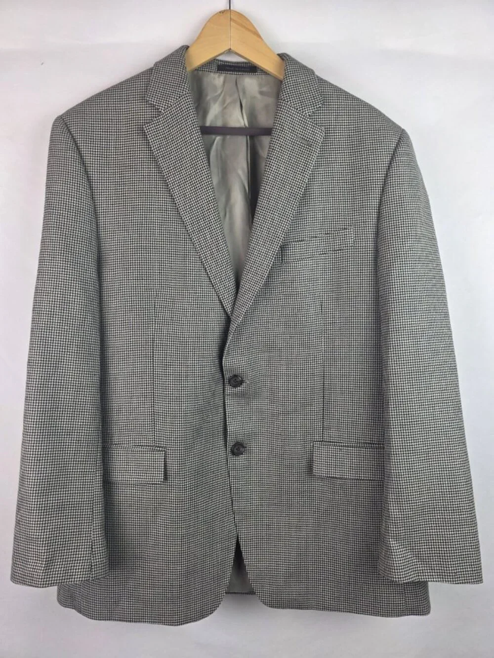 Lauren Ralph Laruen Men's Suit Blazer Size 42R Houndstooth Wool Silk Coat Jacket